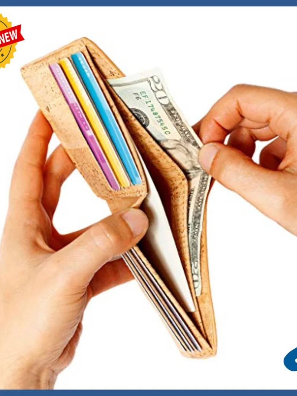 Men's Vegan Cork Bifold Wallet RFID Safe Slim Minimalist Design